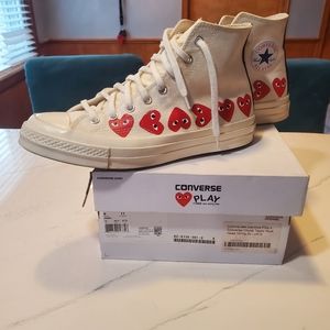 Converse Comme des Garcons off white multi heart mens 9 womens 11